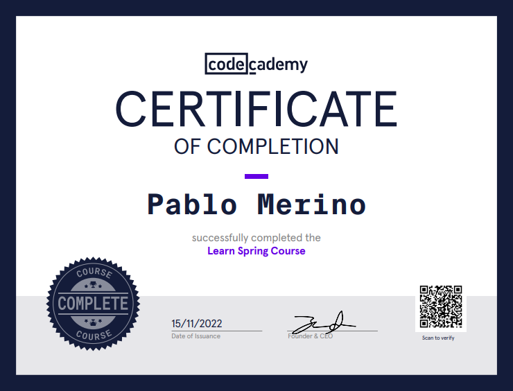 certificado springboot codecademy